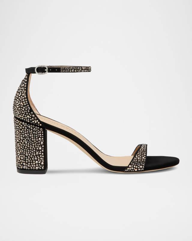 Nudist Embellished Block Ankle-Strap Sandals
